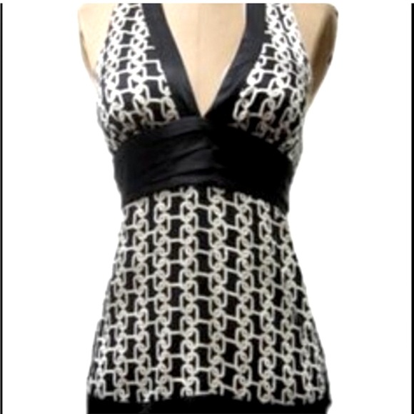 Bebe Halter top. Beautiful Satin Black and white too. Extremely Flattering. - Picture 3 of 4